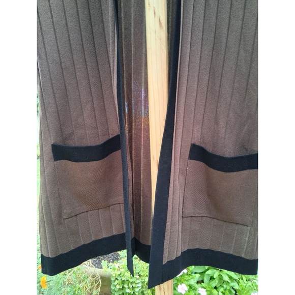 Women's Misook Brown & Black Ribbed Knit Cardigan Sweater XS - Picture 3 of 9